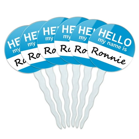 Ronnie Hello My Name Is Cupcake Picks Toppers - Set of 6