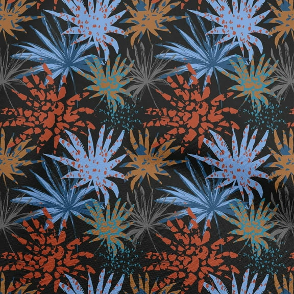 oneOone Polyester Spandex Black Fabric Tropical Leaf With Texture Fabric For Sewing Printed Craft Fabric By The Yard 56 Inch Wide