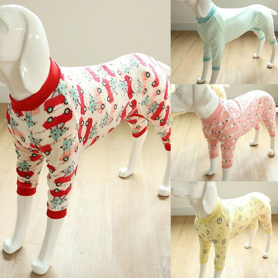 jiaroswwei Pet Dog Pajamas Printing Keep Warmth Four-leg Pet Dog Warm Jumpsuits Outfit for Large Dogs