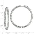 thumbnail image 6 of Auriga Fine Jewelry 925 Sterling Silver Rhodium-plated 70 Stone 3mm CZ In/Out Hinged Hoop Earrings for Women, 6 of 6
