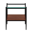 thumbnail image 5 of Tcbosik 2 Pack Side Tables, 2-Tier Modern End Table with Glass Top and Metal Legs, Small Accent Table with Open Shelf for Living Room, Bedroom, Clear & Brown & Black, 5 of 8