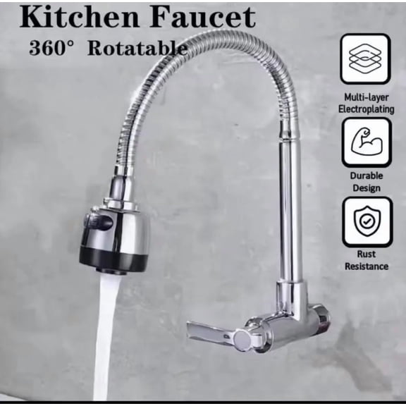 360 ° Kitchen Wall Mounted Faucet Single Cold Universal Vegetable Basin Faucet Bathroom Stainless Steel Sink Balcony Faucet