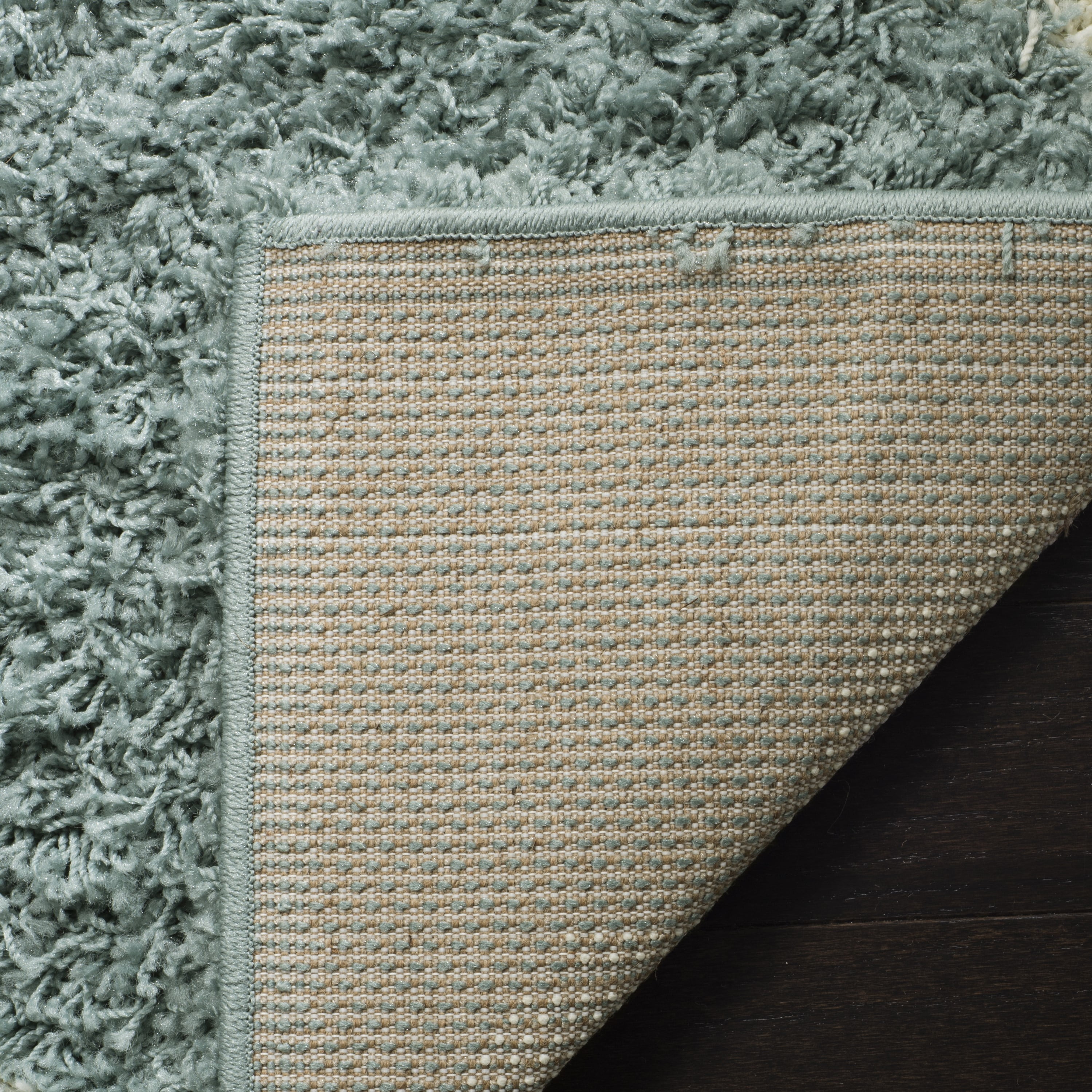 SAFAVIEH Dallas Logan Geometric Shag Area Rug, Seafoam/Ivory, 10' x 10' Square