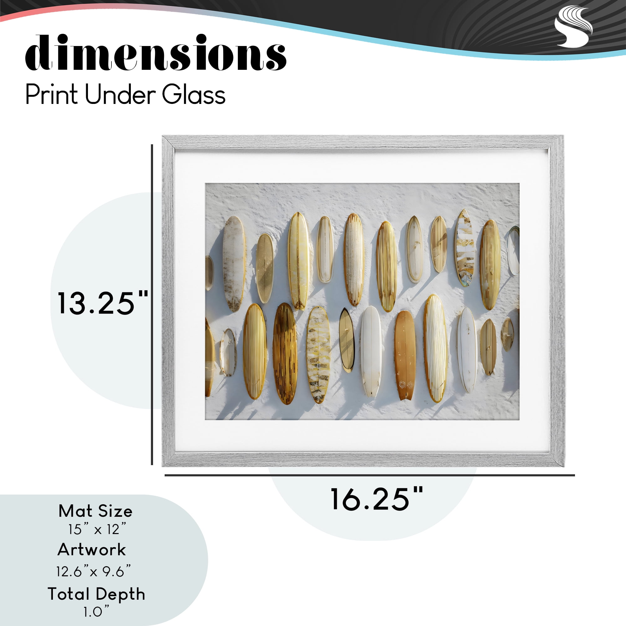 Stupell Industries Vintage Surfboard Collection Gray Framed Print Under Glass, design by Franklyn Gregory