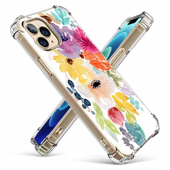 Colorful Flower Pattern Case for iPhone 12 Pro,Aesthetic Art Design Pattern Soft TPU Bumper Case Cover