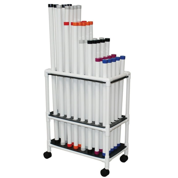 MJM International TRWB-40C Therapy Rehab Weighted Bars Mobile Storage Cart Holds 40 Bars