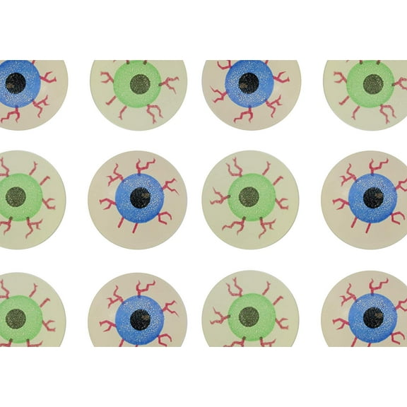 12 Eye Glow in The Dark Super Bouncy Balls - Spooky Eyeball Novelty Party Favor Toy Halloween, ophthalmologist, Optometry Anatomy (1 Dozen)