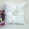 thumbnail image 2 of TINKSKY 10*10cm Sparkling Rhinestones Double Heart Bridal Wedding Ceremony Ring Bearer Pillow with Ribbons (White), 2 of 2