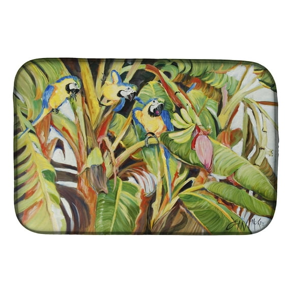Three Blue Parrots Dish Drying Mat