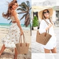 thumbnail image 2 of Straw Beach Bags for Women Woven Beach Tote Bag Casual Boho Large Shoulder Handbags Purse for Vacation Holiday, 2 of 7