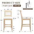 thumbnail image 2 of Dayalane 26" Farmhouse Counter Height Bar Stools Set of 4, Rustic French Wooden Barstools with Linen Fabric Upholstered , Top Rail Nailhead Breakfast Bar Stool for Bar Kitchen Island Bistro, Ivory, 2 of 15