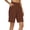 Coffee women cotton linen shorts a1, variant on Women Cotton Linen Bermuda Shorts for Casual Elastic Waist Straight Pants with Pockets Solid Basic Vacation Travel Lounge Summer Beach, Light Blue XL