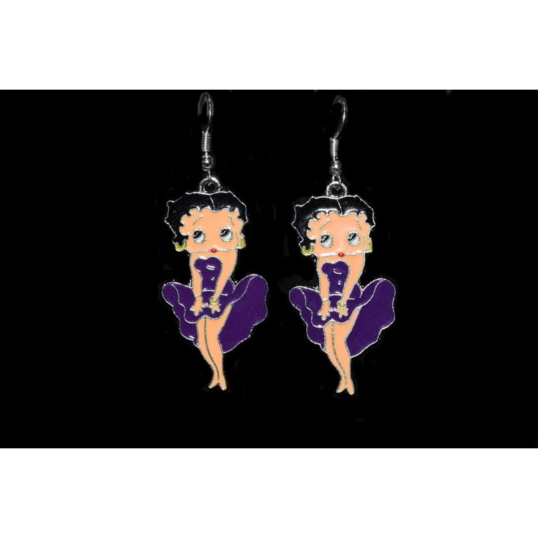 Betty Boop Earrings Purple Dress Blowing Classic Design Jewelry J-BBE-3 -  Walmart.com