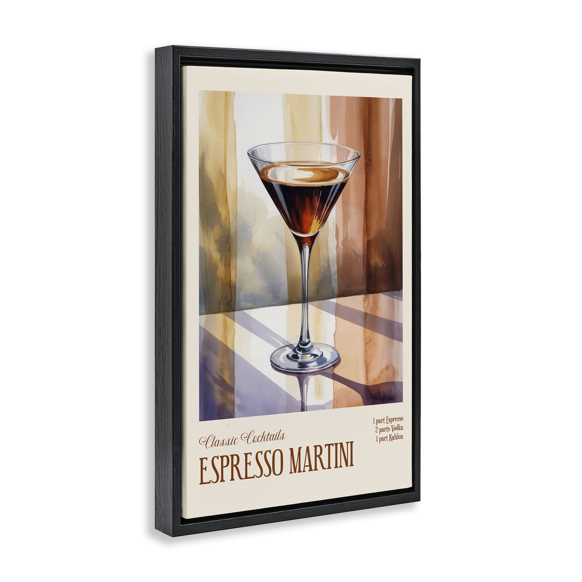 Stupell Industries Espresso Martini Sun Reflection Black Framed Floater Canvas Wall Art, design by Andreas Magnusson