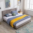 thumbnail image 2 of Modern King Size Platform Bed Frame with Adjustable High Headboard, Upholstered Velvet Bed Frame with Solid Support,No Box Spring Needed,Easy Assembly,Light Grey, 2 of 7