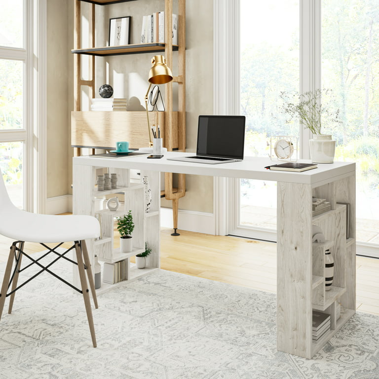 Ada Home Decor Furniture 4 Tier White Ivory Briscoe Modern Desk ...