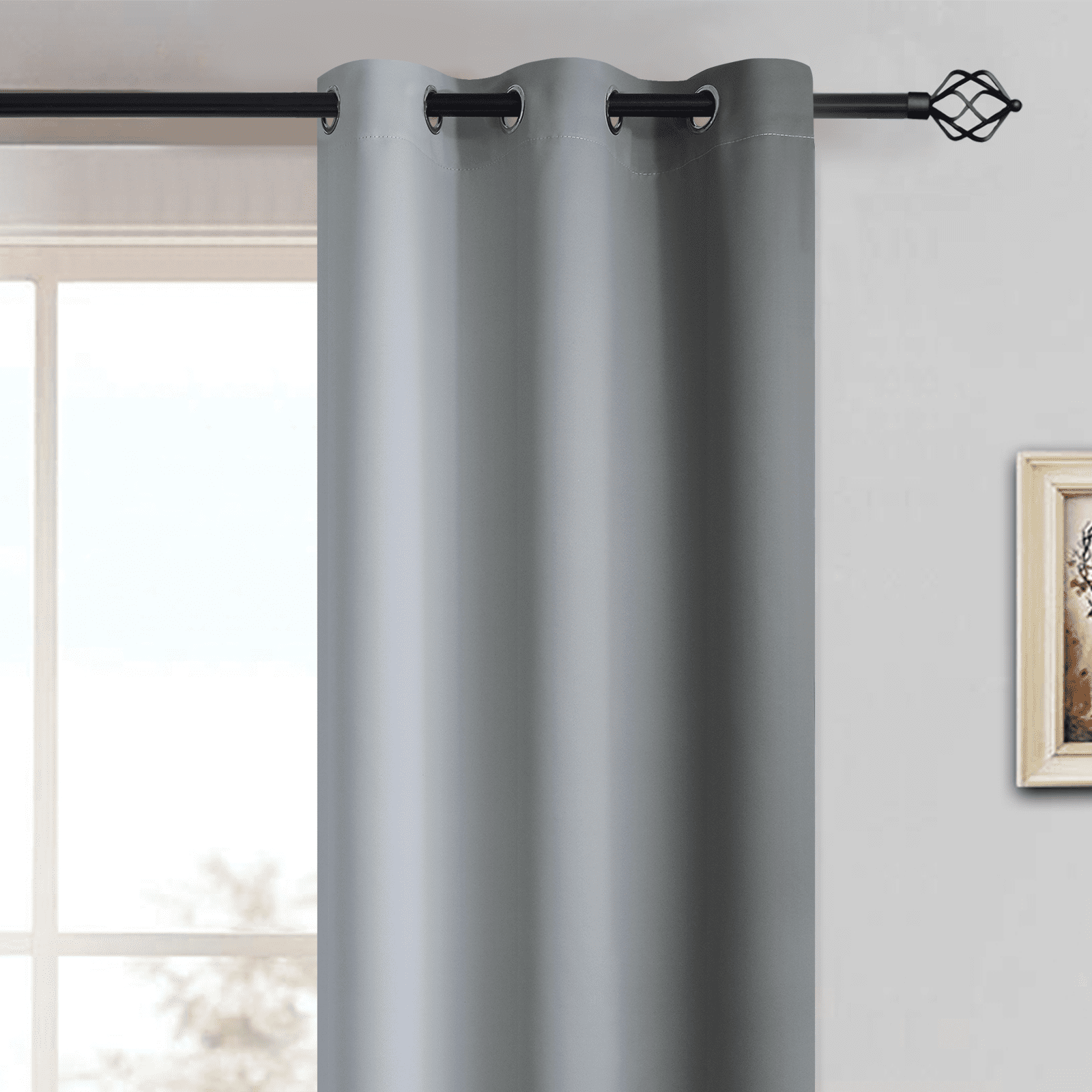 Yakamok Grommet Light Blocking Grey Blackout Ombre Curtains,Room Darkening Window Drapes for Bedroom/Living Room Blackout, 42x63 inches, 2 Panels