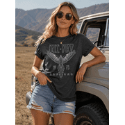 KimSoong Woman Vintage Rock Band T-Shirt Retro Bird Shirt Eagle Graphic Tees Retro Music Shirt Casual Short Sleeve Tops,Gray