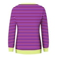 thumbnail image 5 of Oalirro Cute Long Sleeve Tops for Women Striped Print Round Neck Tops for Women 2024 Fall and Winter Hot Pink Shirt, 5 of 5