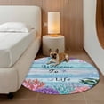 thumbnail image 2 of Ocean Coral Round Area Rug 3.3Ft Washable Circle Rugs for Dining Room Table, Summer Coastal Seaweed Starfish Wood Ombre Blue Non-Slip Carpet Floor Mats Indoor Outdoor Carpet Runner Home Decor, 2 of 8