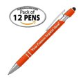 thumbnail image 2 of Full Color Imprint offered on Rainbow Rubberized Soft Touch Ballpoint Pen Stylus is a stylish, premium metal pen, black ink, medium point. Box of 12 - Personalized with your custom text or logo, 2 of 6