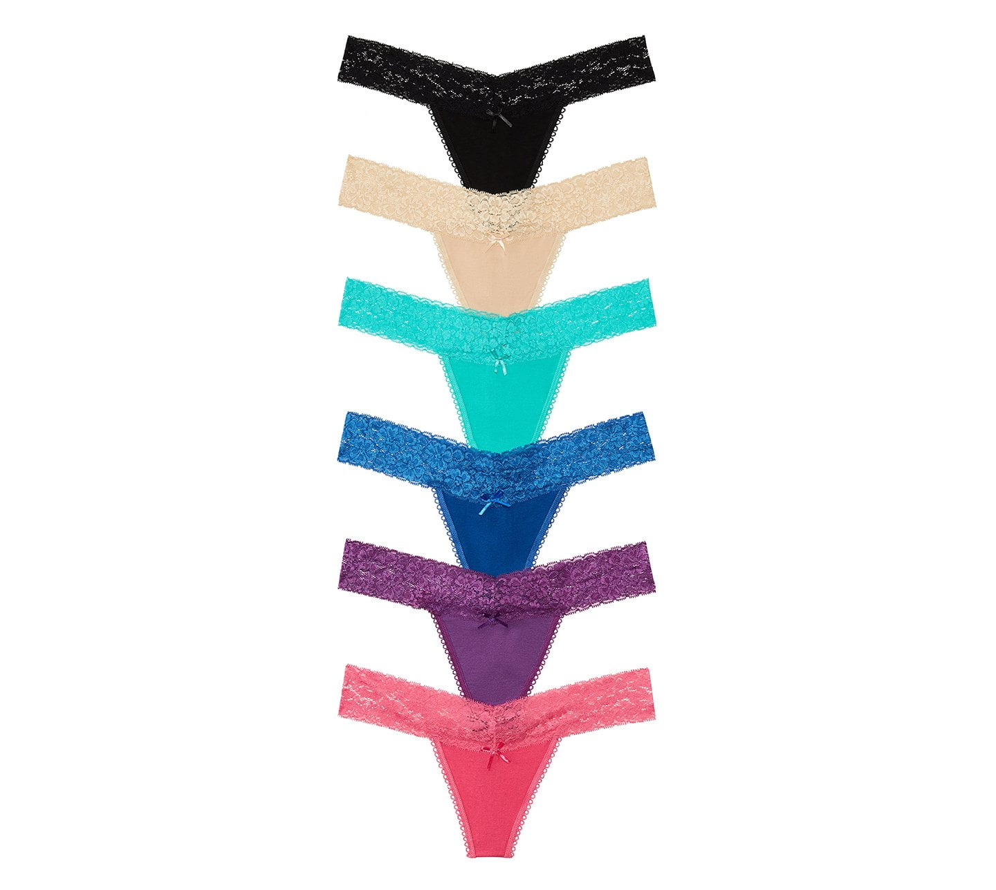 Nabtos Cotton Basic Thongs Lace Women Underwear Panties Pack 6