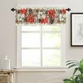 thumbnail image 7 of Red White Flower Kitchen Curtains and Valances Set, Pine Cone Winter Snowflake Christmas Vintage Letter Rod Pocket Window Valance Window Curtain Panels for Living Room Bedroom, 27.5x36in, 3 Pieces, 7 of 7