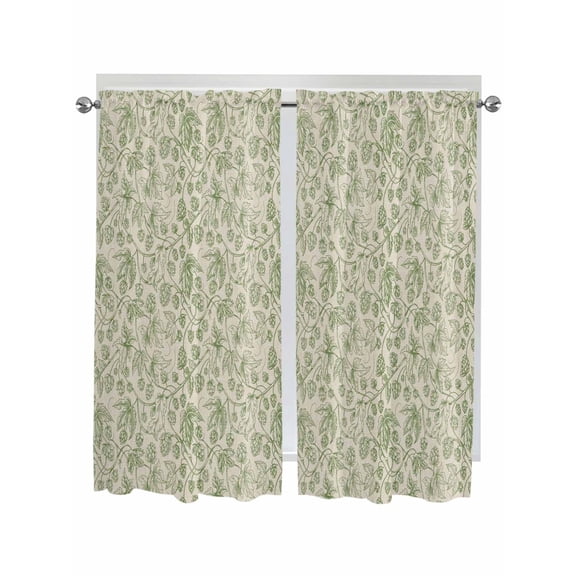 Living Room Curtains 72 Inches length, Sage Green Flowers Window Treatment Curtain Drapes, Rustic Pastoral Botanical Floral Leaf Light Filtering Drapes for Bedroom Laundry Room, 52"x72", 2 Panels