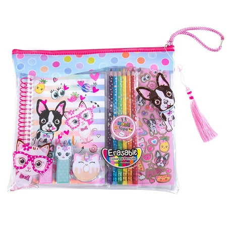 Hot Focus Best Pals Coloring Journal Set with Pencil Case, Erasable Colored Pencils and Washi Tape For