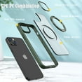 thumbnail image 4 of For iPhone 14 Case Magnetic, Compatible with Magsafe Matte Back Cover Rotating Kickstand Bumper Rugged Phone Case Cover for Apple iPhone 14, Green, 4 of 6