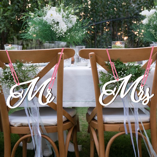 Mr and Mrs Sign for Wedding Chair - Mr & Mrs Wooden Letters Rustic ...