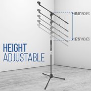 Pyle Foldable Tripod Microphone Stand - Universal Mic Mount and Height Adjustable from 37.5 to 65.0 Inch High w/Extending Telescoping Boom Arm Up to 28.0 - Knob Tension Lock Mechanism PMKS3