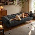 thumbnail image 7 of MIKIBAMA 75" Dark Gray 3 Seat Linen Convertible Futon Sofa Bed Tufted Design Adjustable Backrests With Solid Wood Legs for Small Spaces, 7 of 7