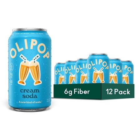 Olipop Cream Soda Prebiotic Soda, 12 fl oz, 12 Pack