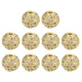 thumbnail image 1 of Unique Bargains Charm Rhinestone Beads, 10 Pack 10mm Round Zircon Pave Spacer Beads for Jewelry Making (Gold+White), 1 of 7