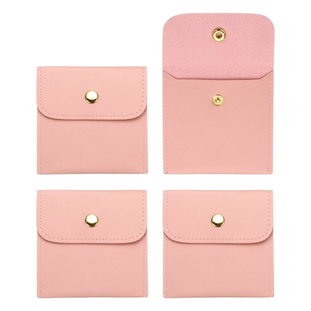 Uxcell 4 Pcs Mini Bolsa de Joyería, 3 Pulgadas Bolsas de Joyería de Cuero PU