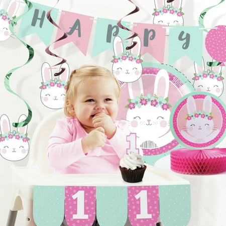 Mckee Bunny Party 1st Birthday Decorations Kit Walmart Com