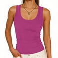 thumbnail image 2 of CYMMPU Women's Wide Square Strap Solid Stretch Slim Sleeveless Tank Top, Casual Daily Jean Matching Camisole Hot Pink S, 2 of 6