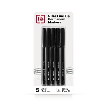 UPC: 0718103316132 | TRU RED Pen Permanent Markers Ultra Fine Tip Blk 5/Pack TR54525