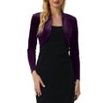 thumbnail image 1 of INSPIRE CHIC Boléro Court en Velours à Manches Longues Ouvert à l'Avant pour Femme TP Violet, 1 of 6