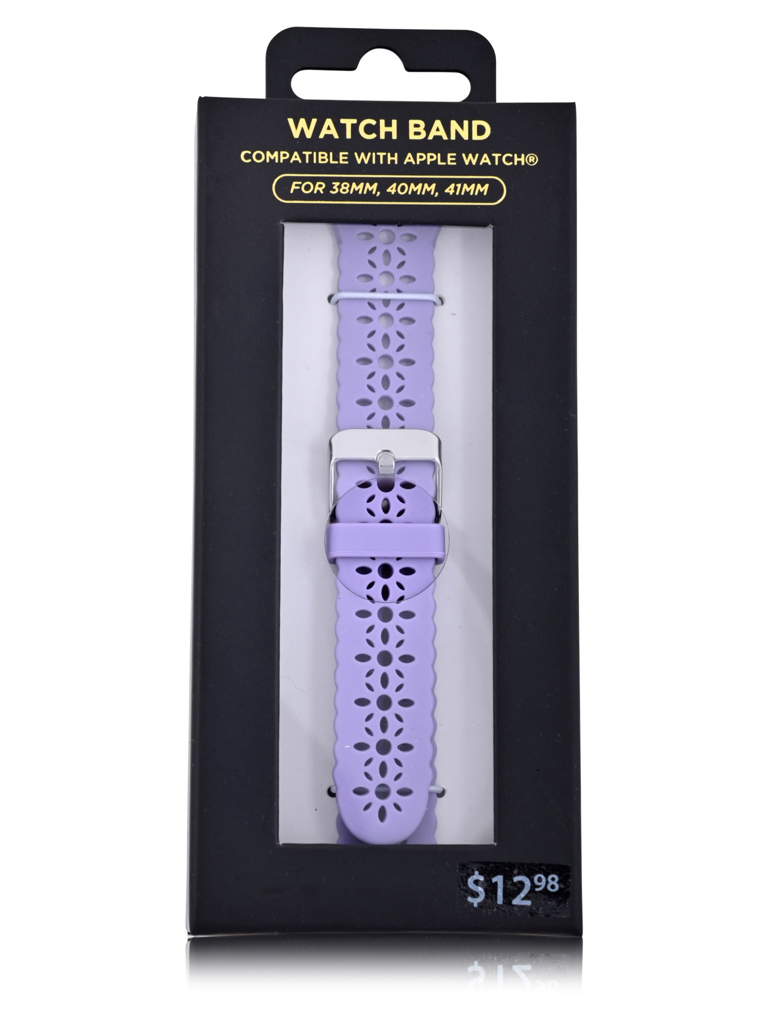 Adult Ladies Lavendar Floral Perforated Silicone Replacement Strap. 38-41MM