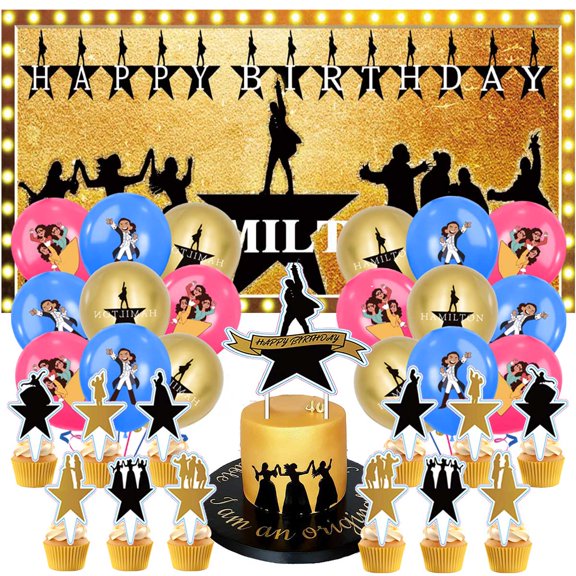 Hamilton Party Supplies Decor Latex Balloons Birthday Banner Decorations Kit Backdrop Cake Topper