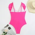 thumbnail image 4 of TIMIFIS Women's V Neck One Piece Swimsuit Ruffled Lace Up Monokini, 4 of 5