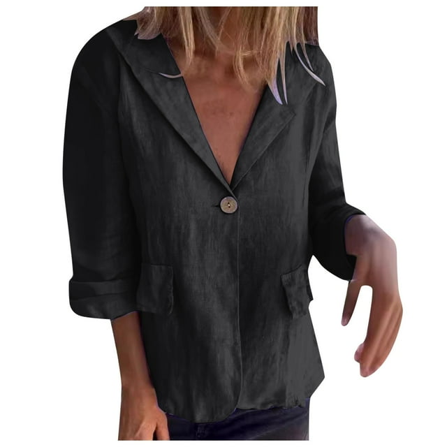 HBFAGFB Womens Cardigan Plus Size Lapel Button Down Jacket Simple and Versatile Daily Wear Black Size XXXXL