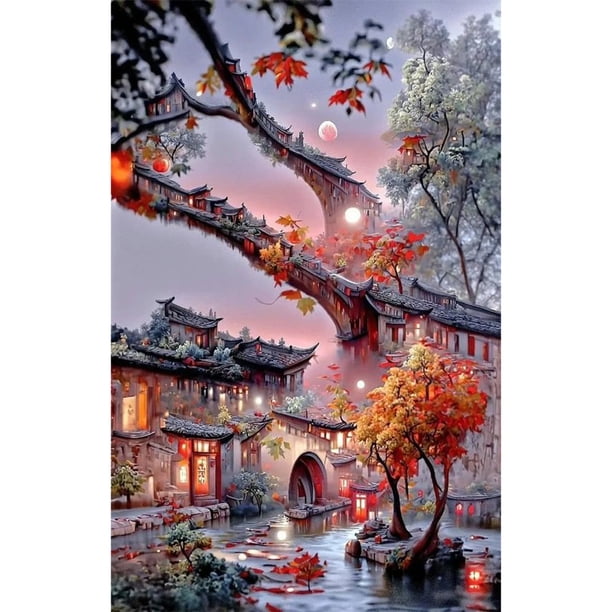Cuadros Decorativos Flower Manor 5D DIY Diamond Painting Kits Full Round Drill Wall Decor (B5442) Likrtyny embutido en tela