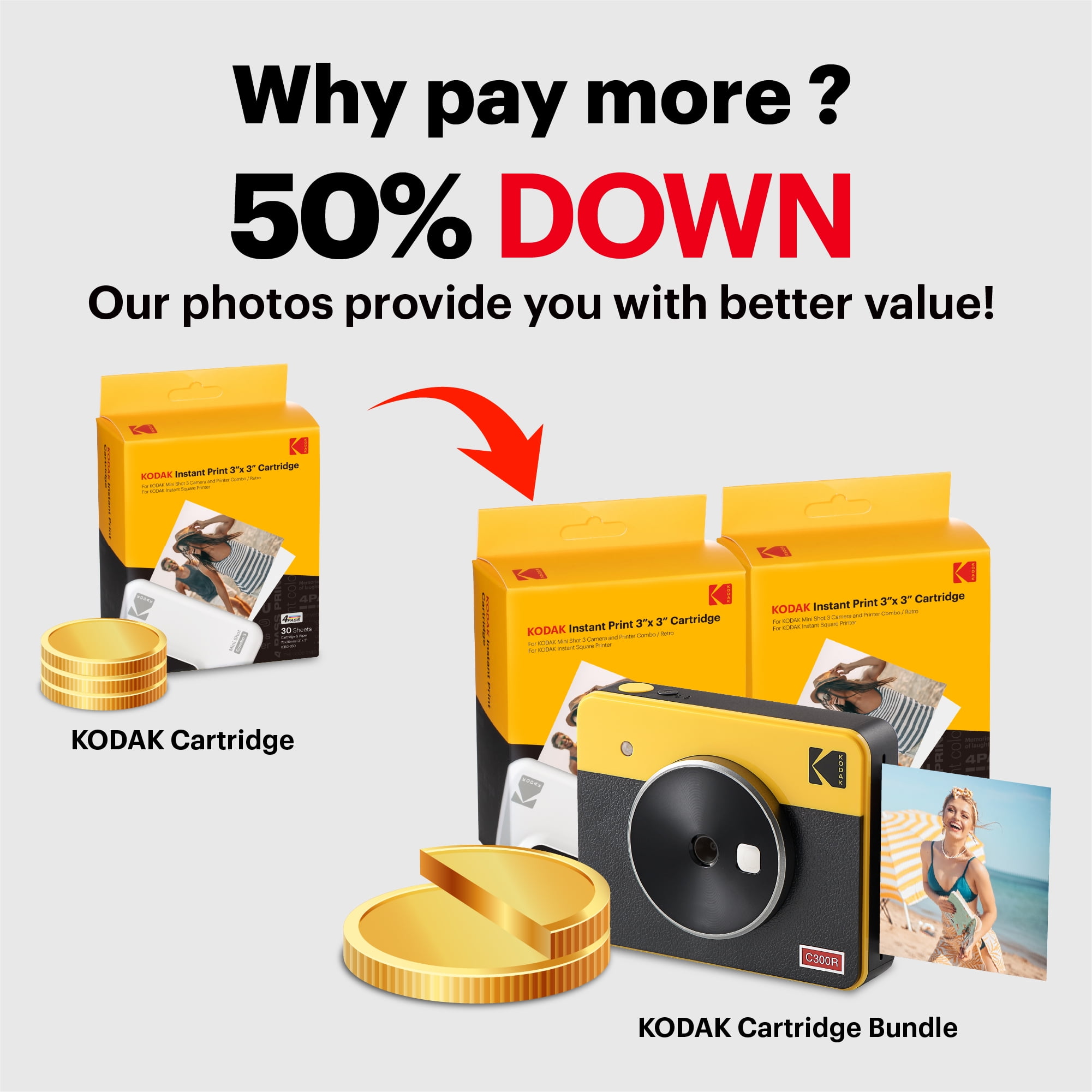 Kodak Mini Shot 3 Retro 3x3” Portable Wireless Instant Camera & Photo  Printer.