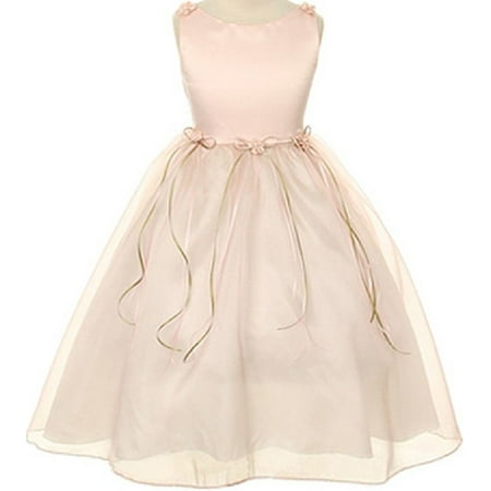 BluNight Collection - Rosebud Flower Bow Ribbons Little Girl Flower Girls Dresses Rose 6 - Walmart.com