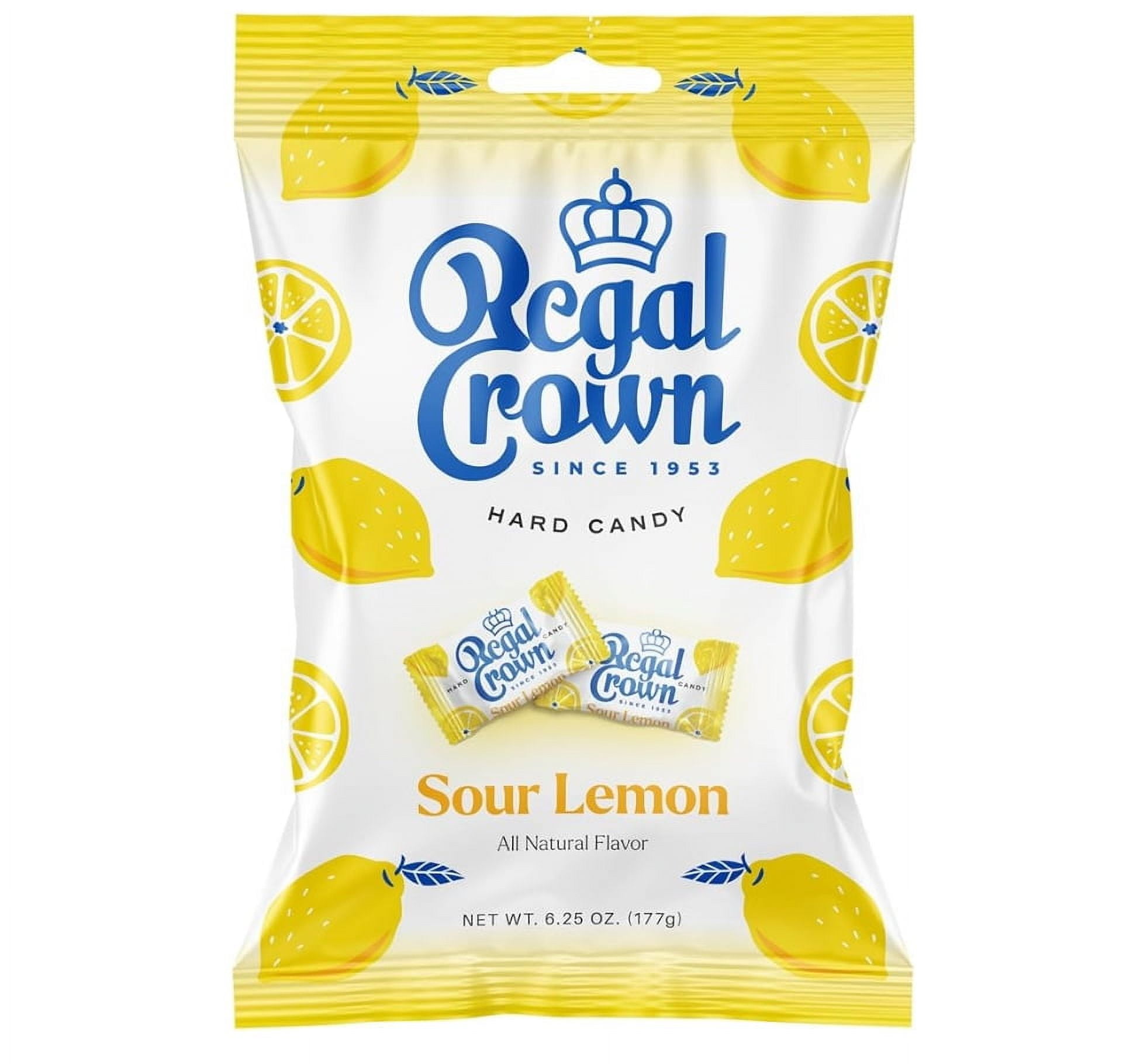 Regal Crown Sour Lemon Hard Candy, 6.25 oz Peg Bag, Individually
