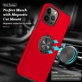 thumbnail image 3 of Shockproof Case for iPhone 13 Pro Max, [Embedded Finger Ring] Military Grade Phone Case Cover with Reinforced Metal Stand Kickstand [Support Magnetic Car Holder] for iPhone 13 6.7'', Red, 3 of 13