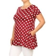 thumbnail image 3 of Women's Plus Size Side Pockets Polka Dot Short Sleeves Relaxed Tunic Tee Top, 3 of 4